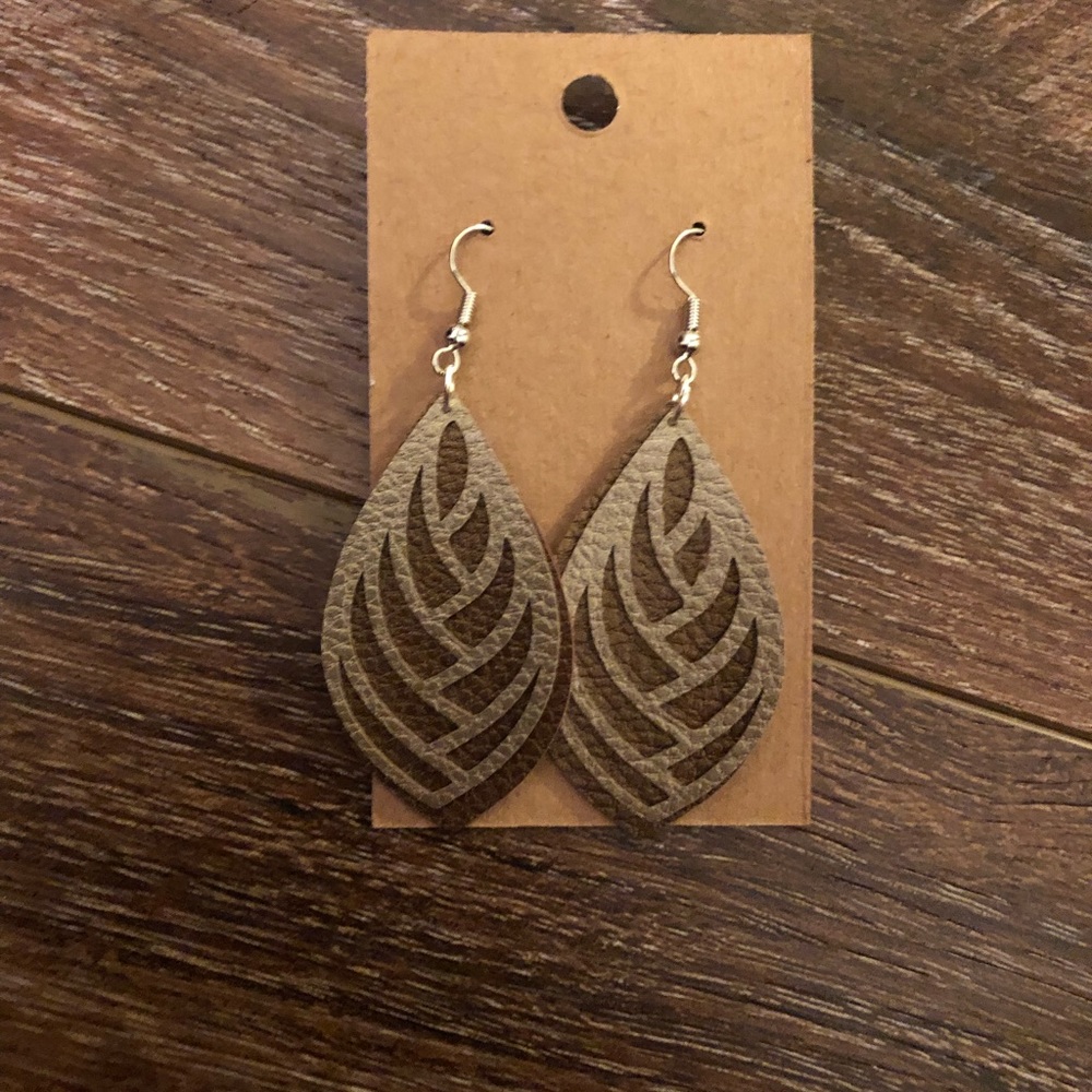New leather earrings brown bronze